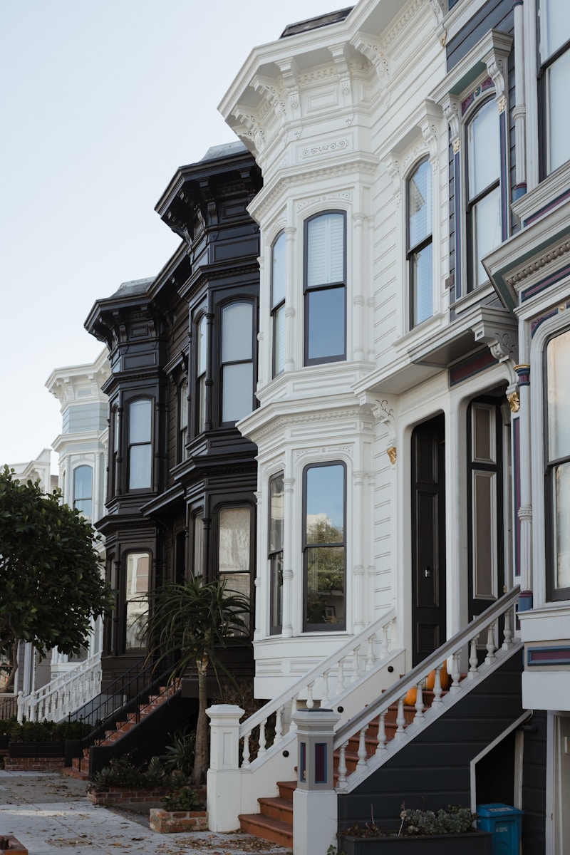 Bay window projecting outward from building